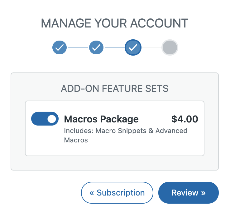 Macros Package Configuration