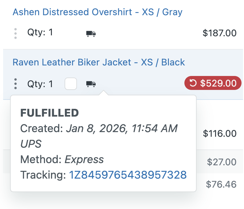 Inline Shipping Details