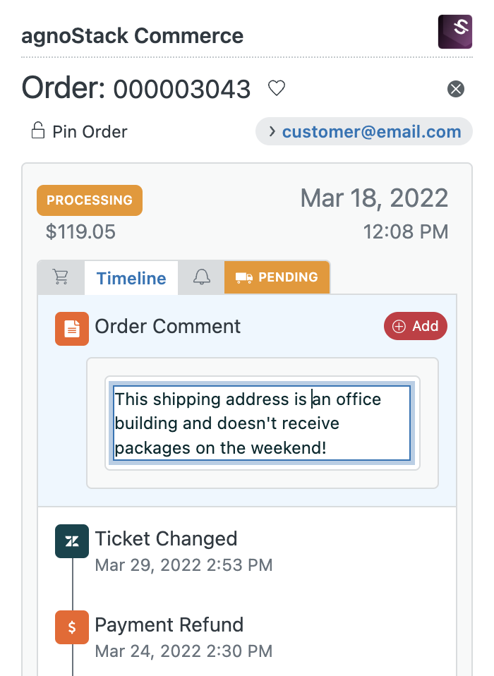 Magento 2 Order Notes