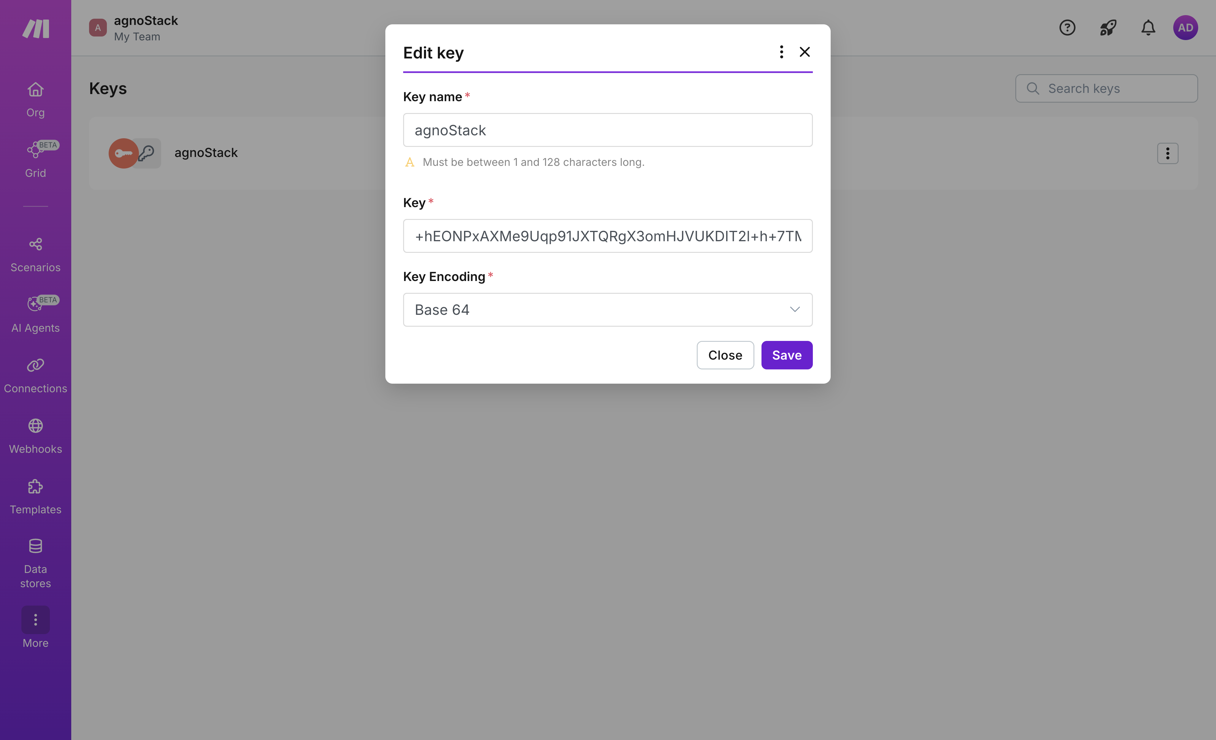 Make.com Integration Provider: Edit API Key