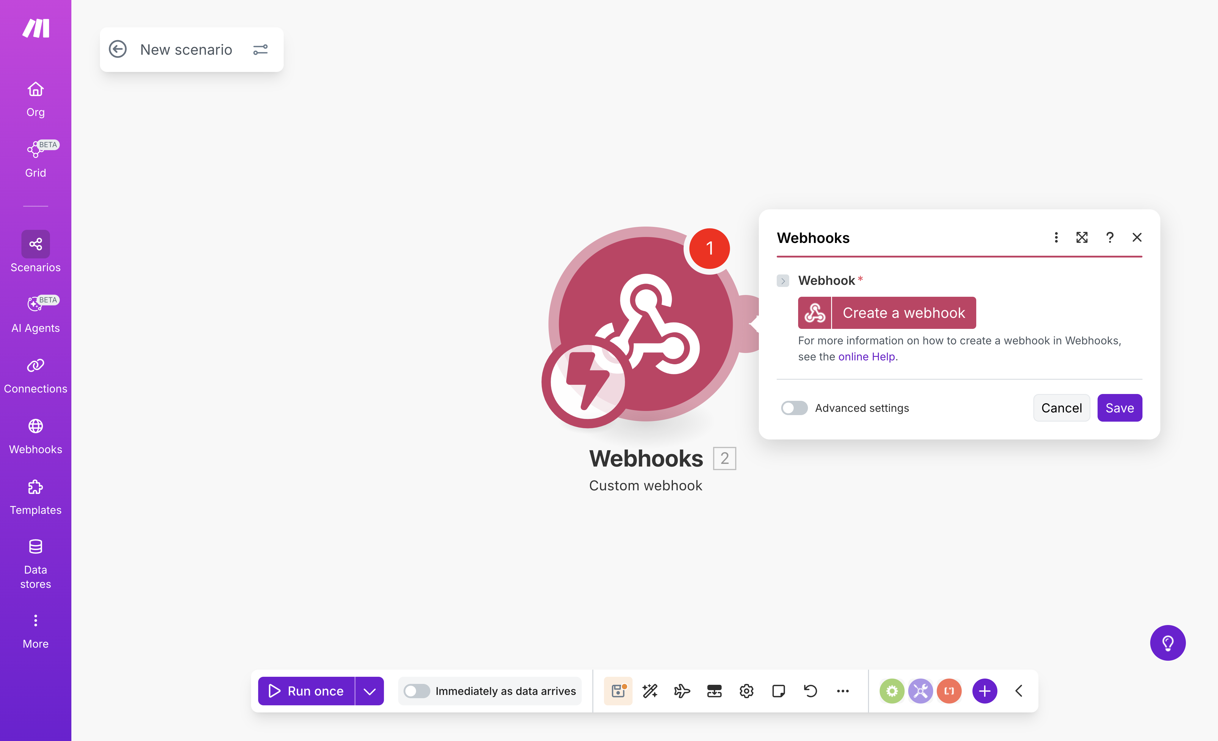 Make.com Integration Provider: Scenario Webhook Module