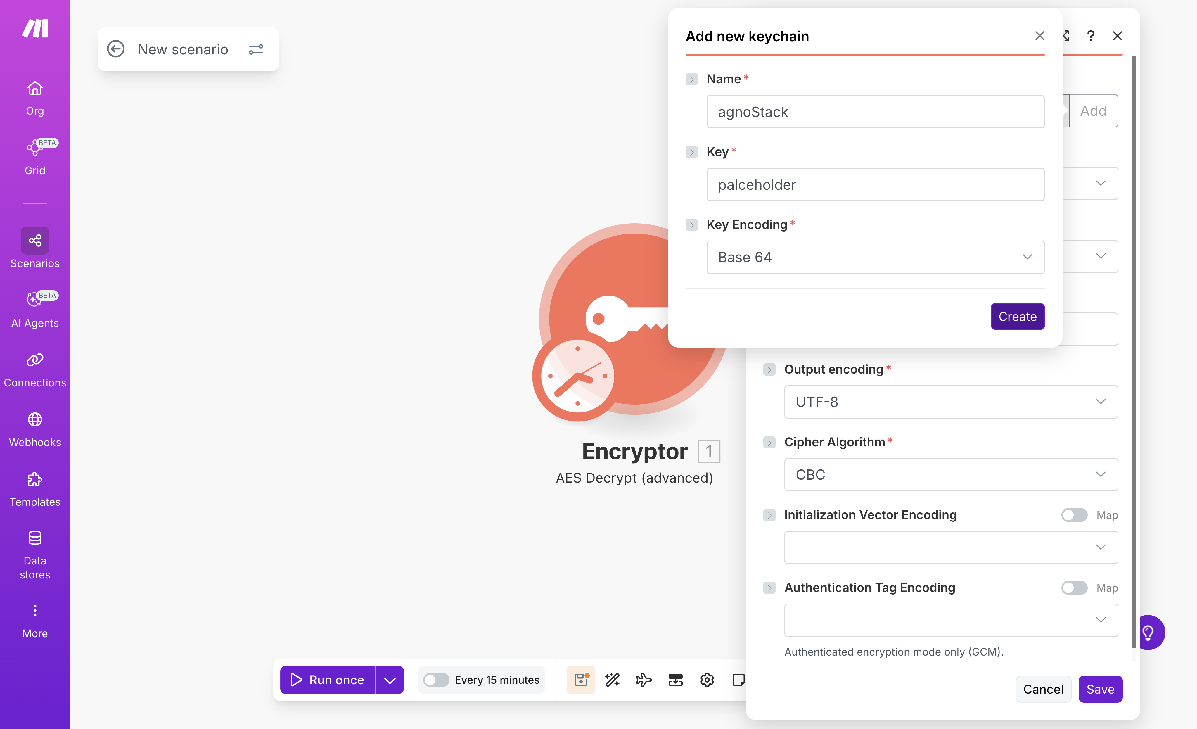 Make.com Integration Provider: Scenario Encryptor Key