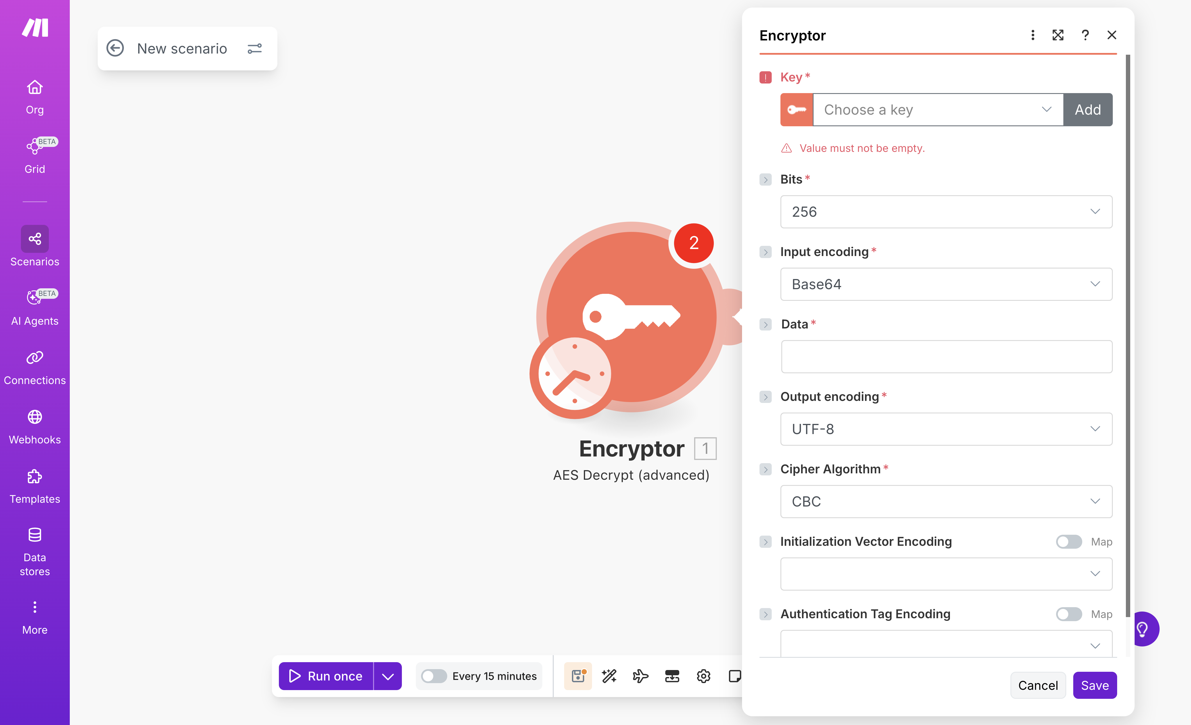 Make.com Integration Provider: Scenario Encryptor Module