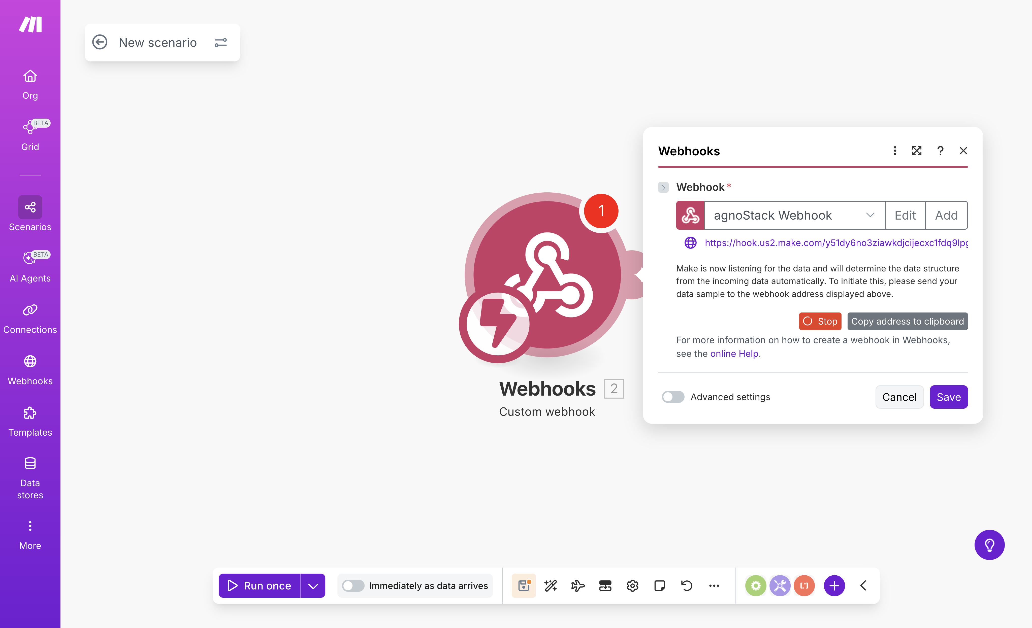 Make.com Integration Provider: Scenario Webhook URL