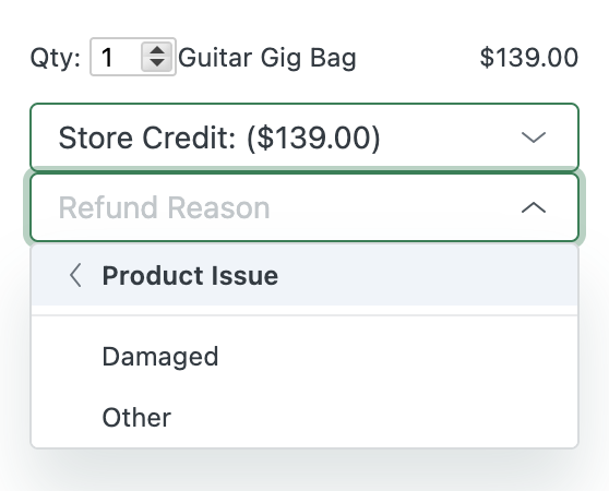 Nested Refund Reasons