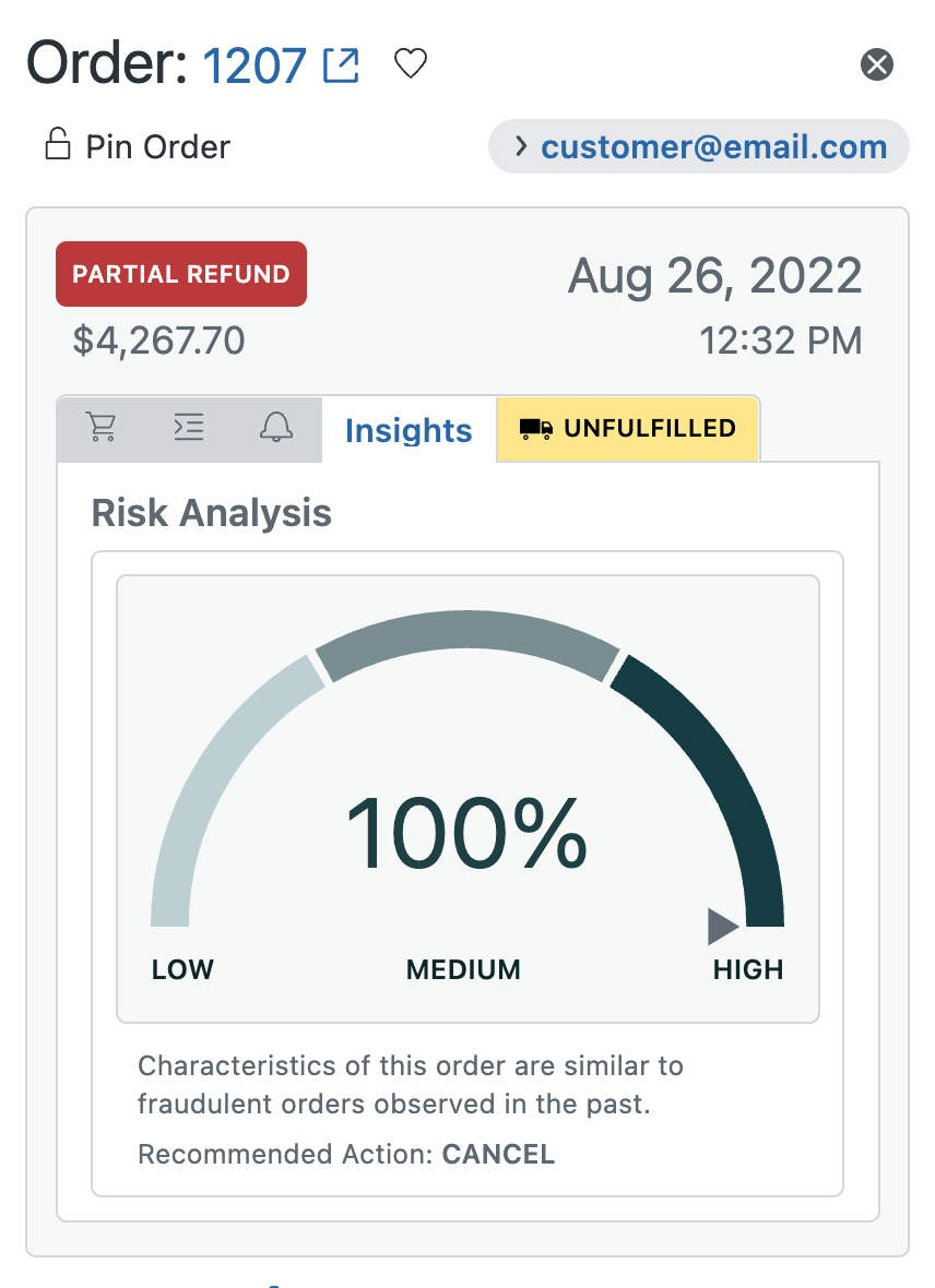 Order Insights/Risk Analysis - Shopify