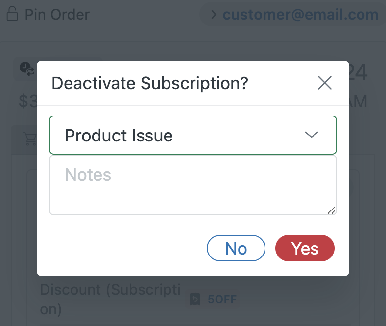 Recharge - Subscription Modification Reasons