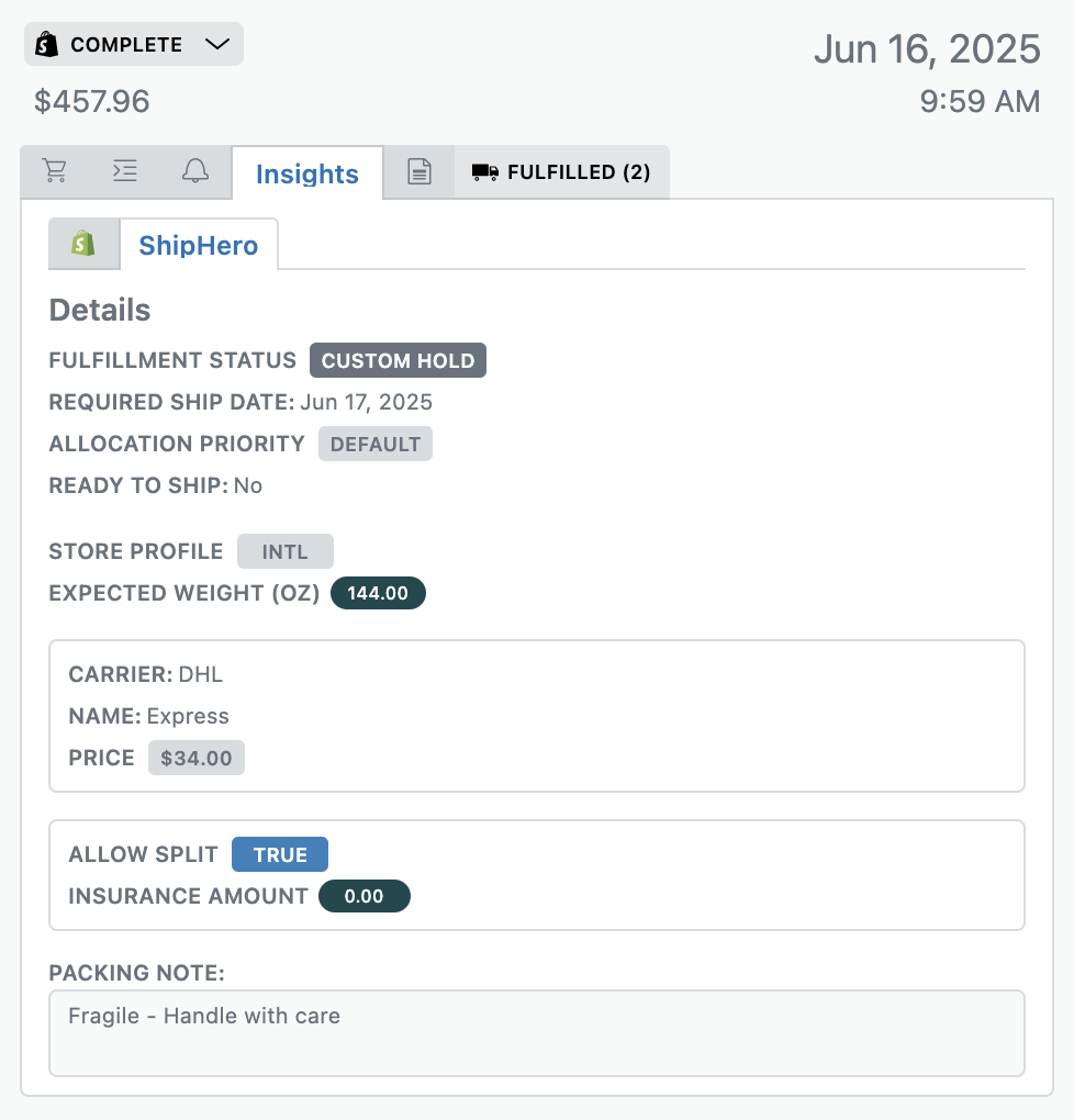 Shiphero - Order Insights
