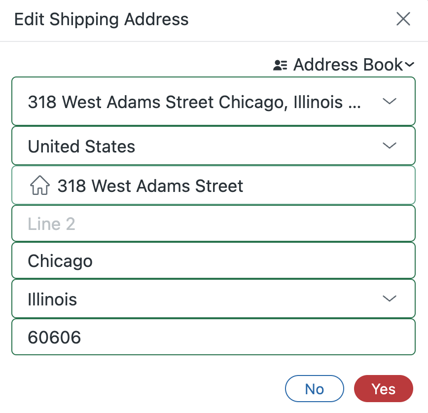 Shipping Address - Customer Address Book