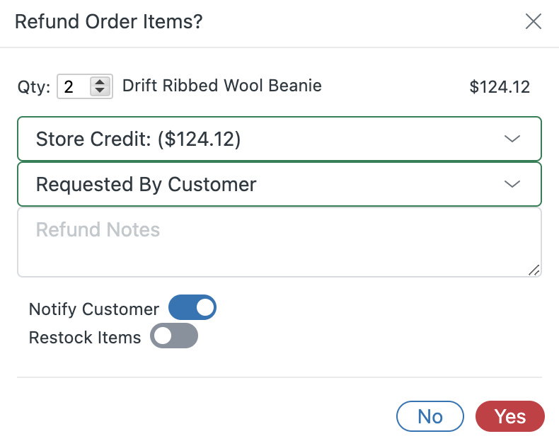 Shopify - Refund to Store Credit