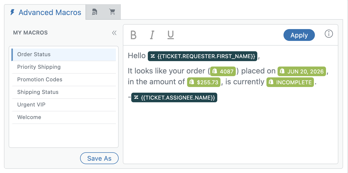 Ticket Editor Macros