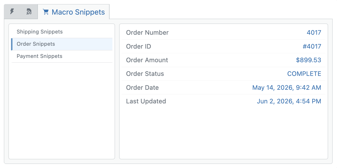 Ticket Editor Snippets