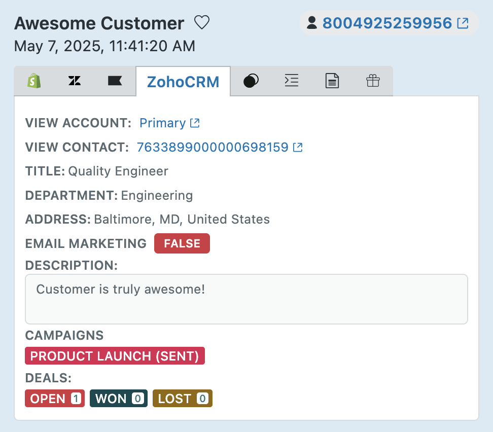 Zoho CRM - Customer Insights
