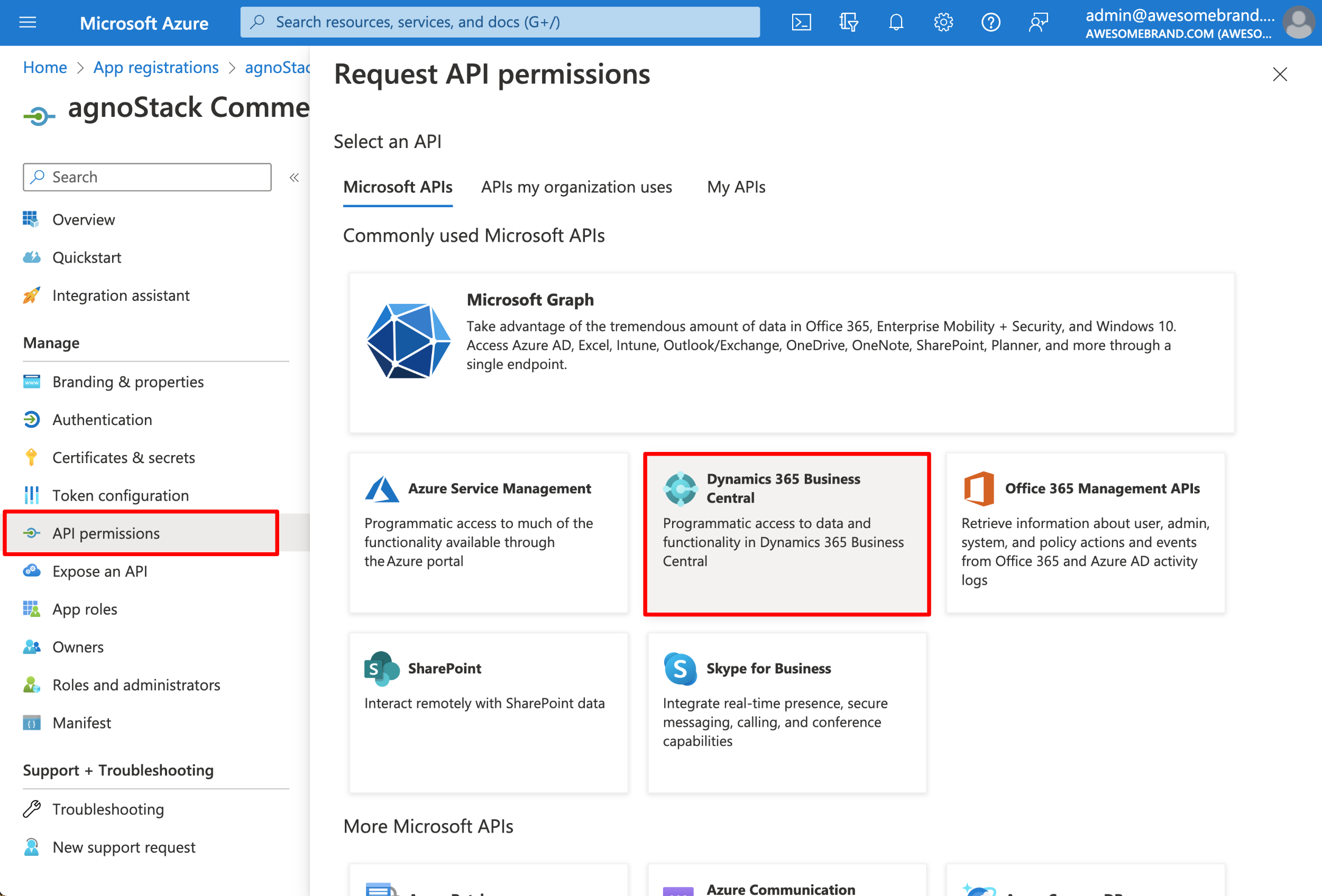 Onboarding: Microsoft Dynamics Business Central - API permissions
