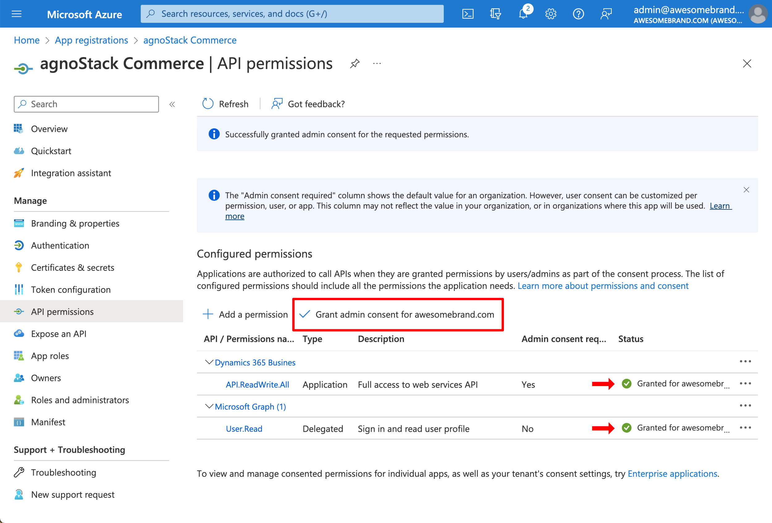 Onboarding: Microsoft Dynamics Business Central - API permission details