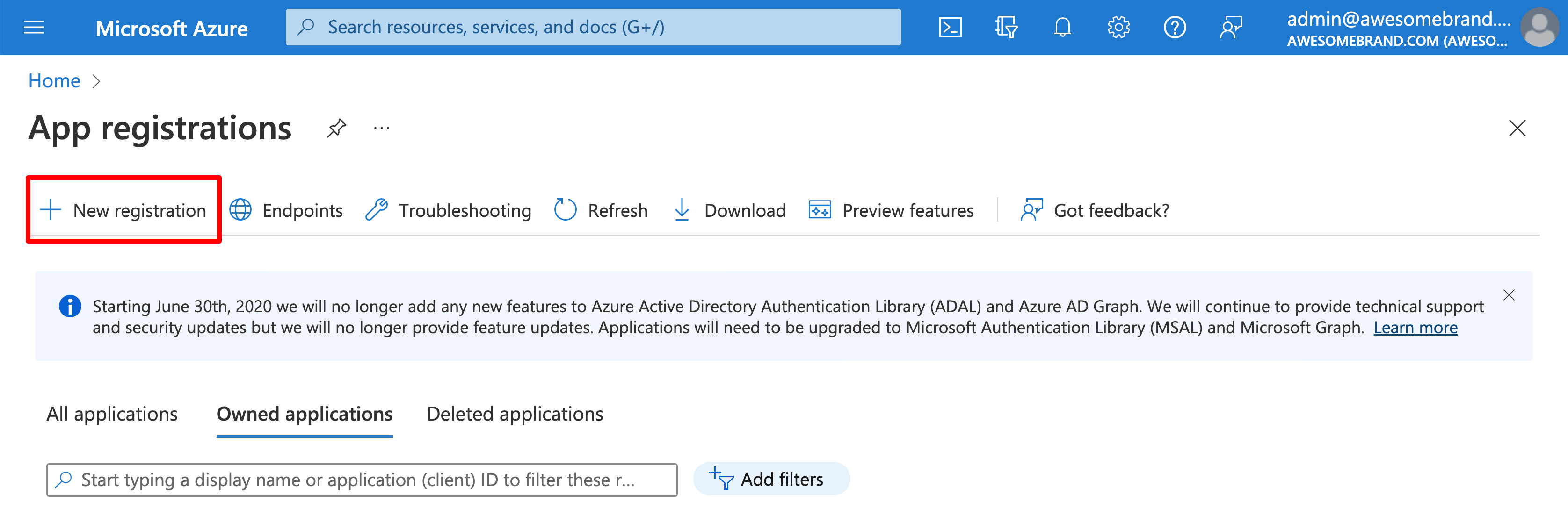 Onboarding: Microsoft Dynamics Business Central - View App registrations