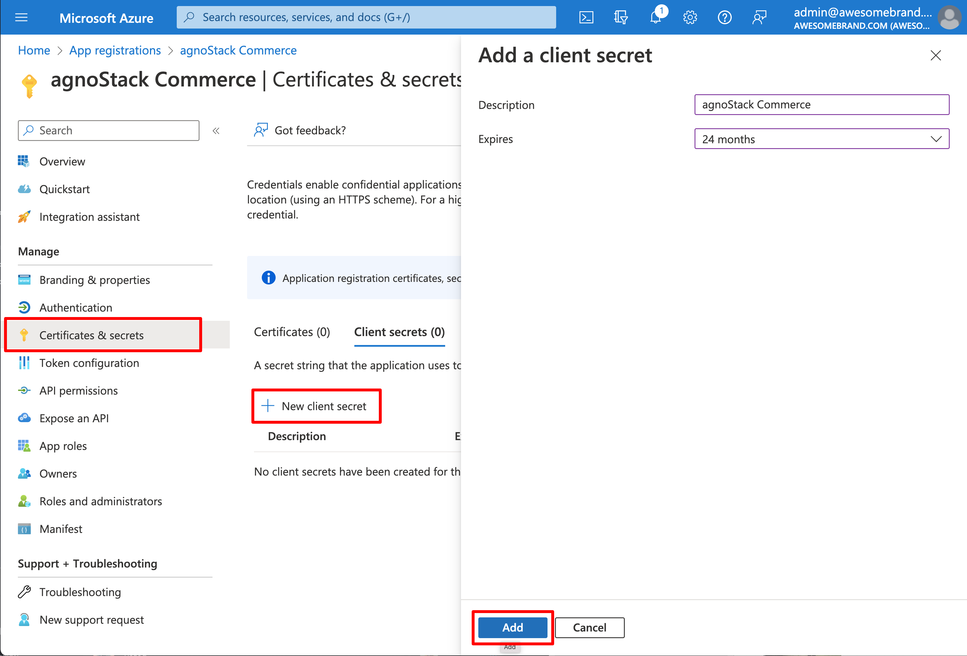 Onboarding: Microsoft Dynamics Business Central - Add client secret