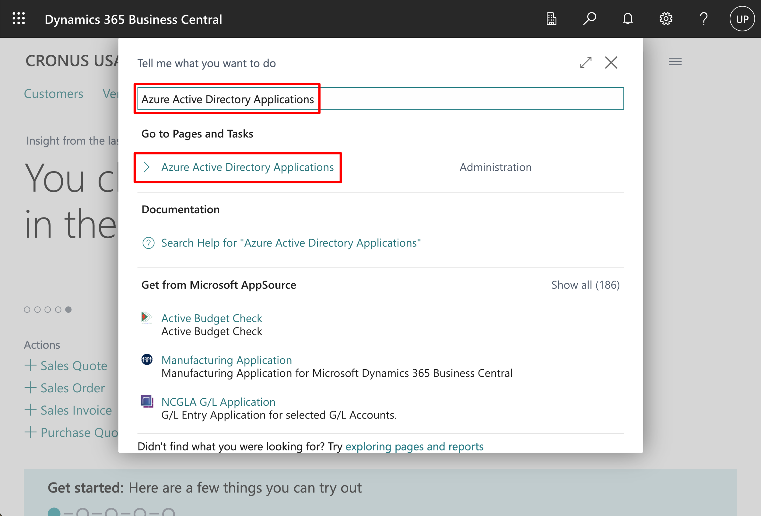 Onboarding: Microsoft Dynamics Business Central - Search results