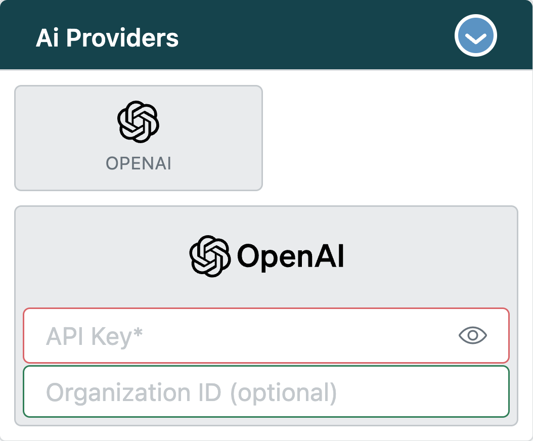 Onboarding: OpenAI - agnoStack Cpnfiguration Panel