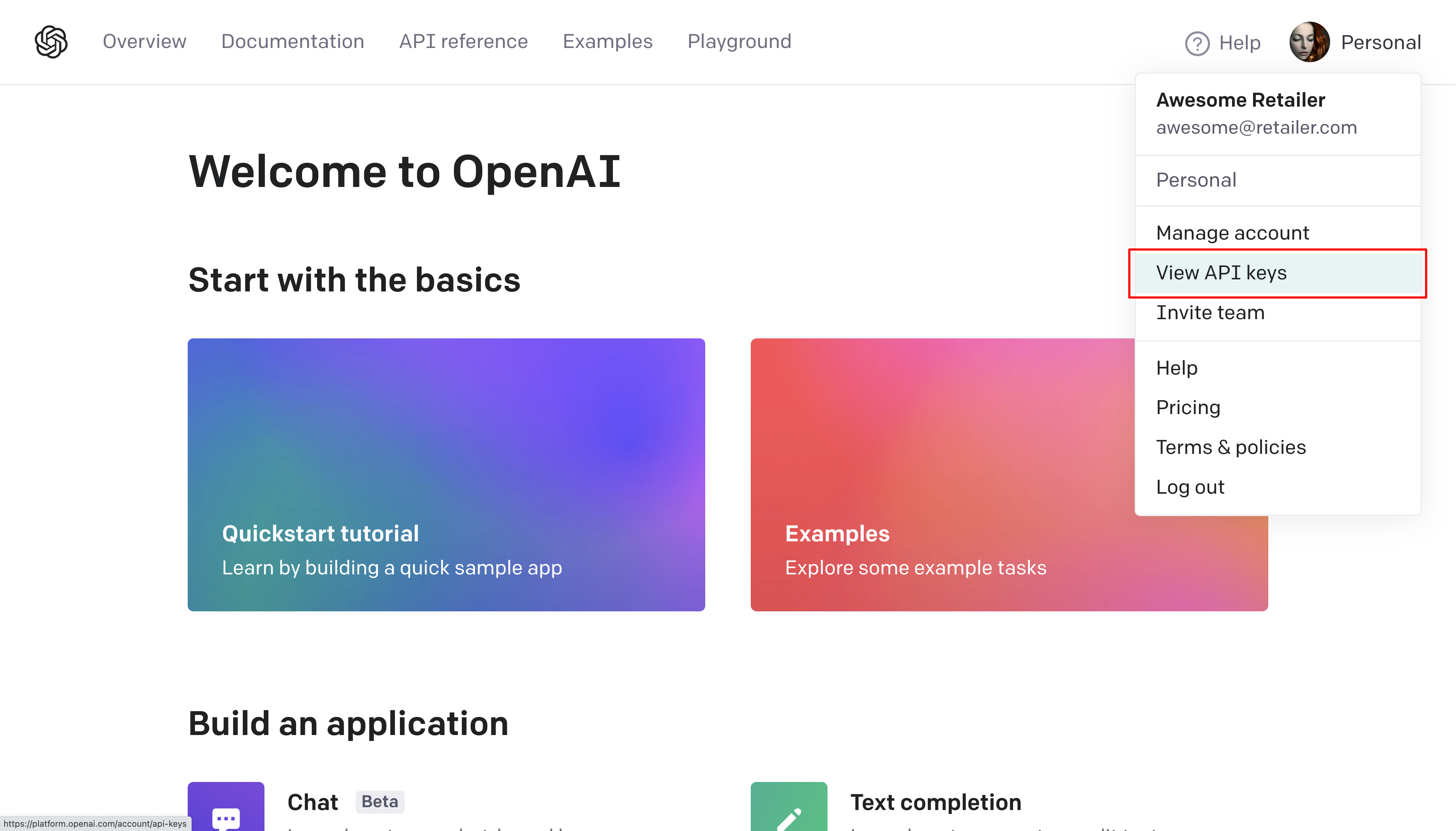 Onboarding: OpenAI - Dashboard